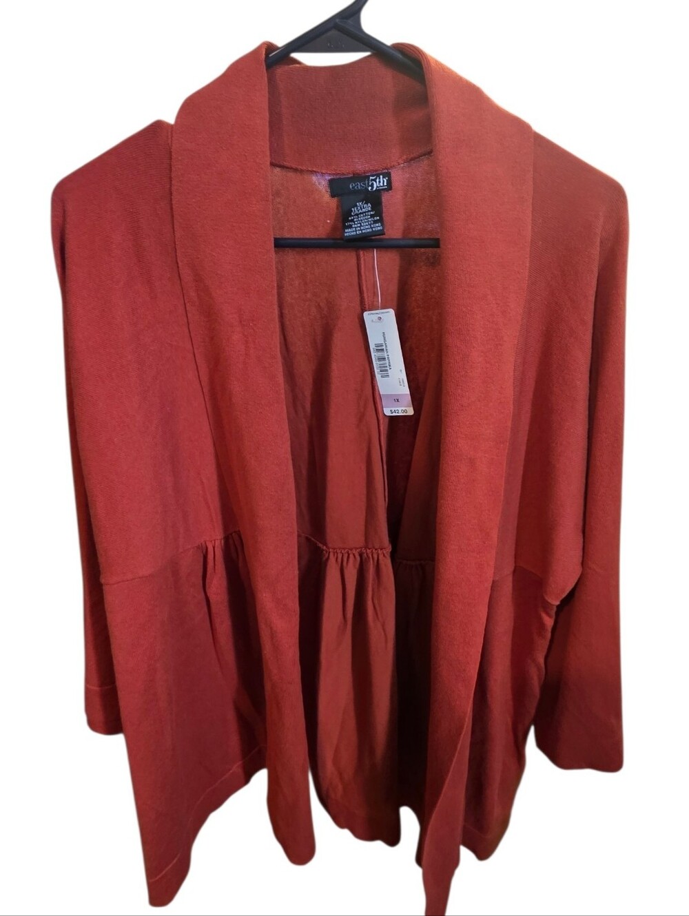 East 5th Rust Open-Front Cardigan Jacket - Picture 3 of 5